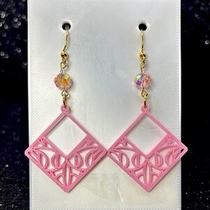 Pink Geometric Earrings